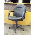 Black Leather Executive Mid Back Rolling Meeting Chair